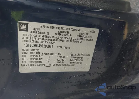 2009 GMC Sierra 1500 Sle from USA, damaged, VIN 1GTEC29J49Z293981